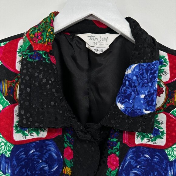 Vintage Bomber Jacket Coat Size Medium Pockets Satin Tan Jay 100% Polyester USA - Picture 4 of 12